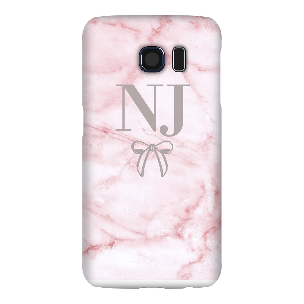 Personalised Cotton Candy Bow Marble Initials Samsung Galaxy S6 Case