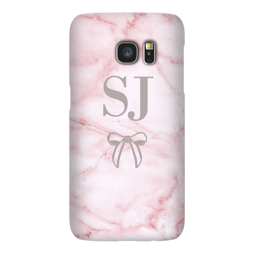 Personalised Cotton Candy Bow Marble Initials Samsung Galaxy S7 Edge Case
