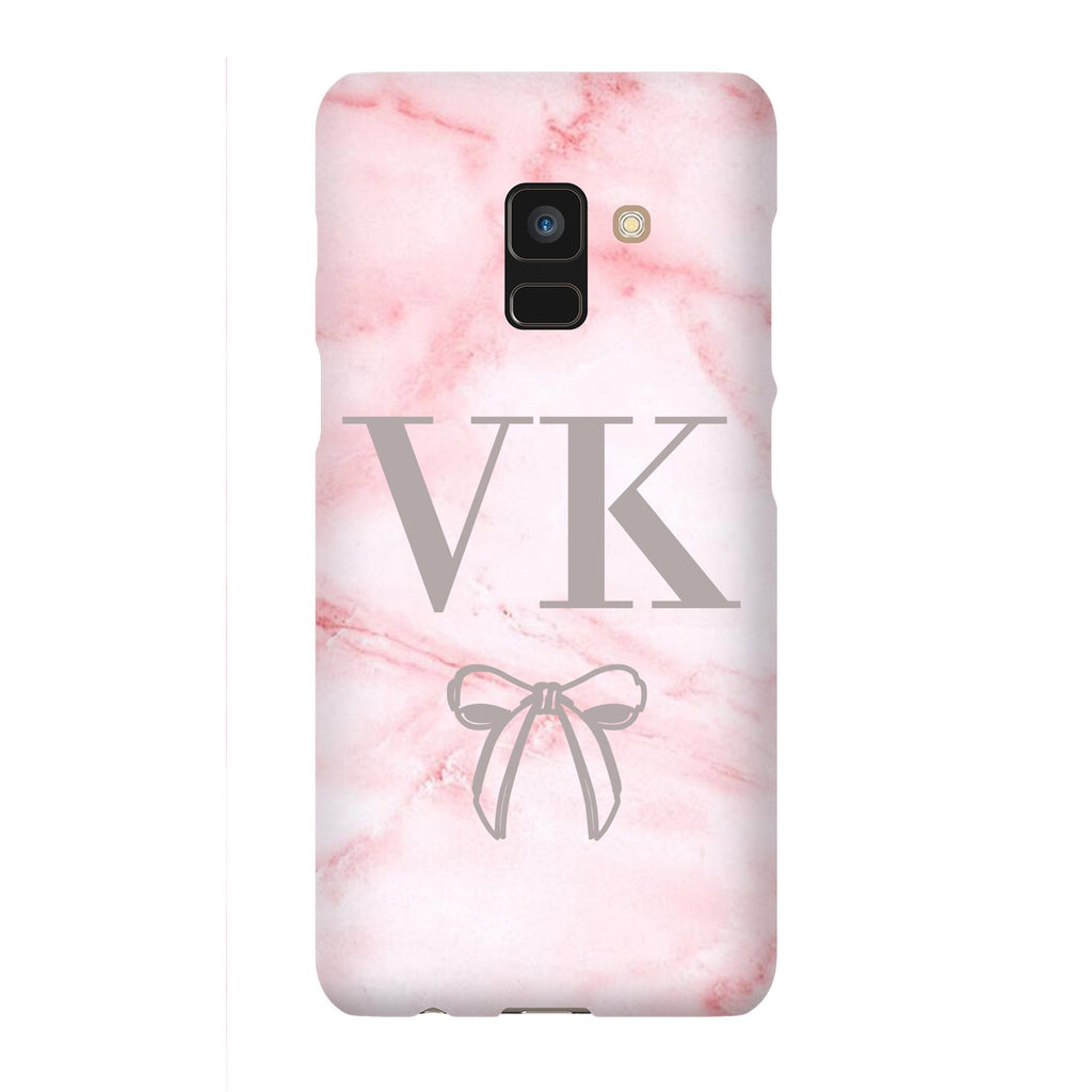 Personalised Cotton Candy Bow Marble Initials Samsung Galaxy A8 Case