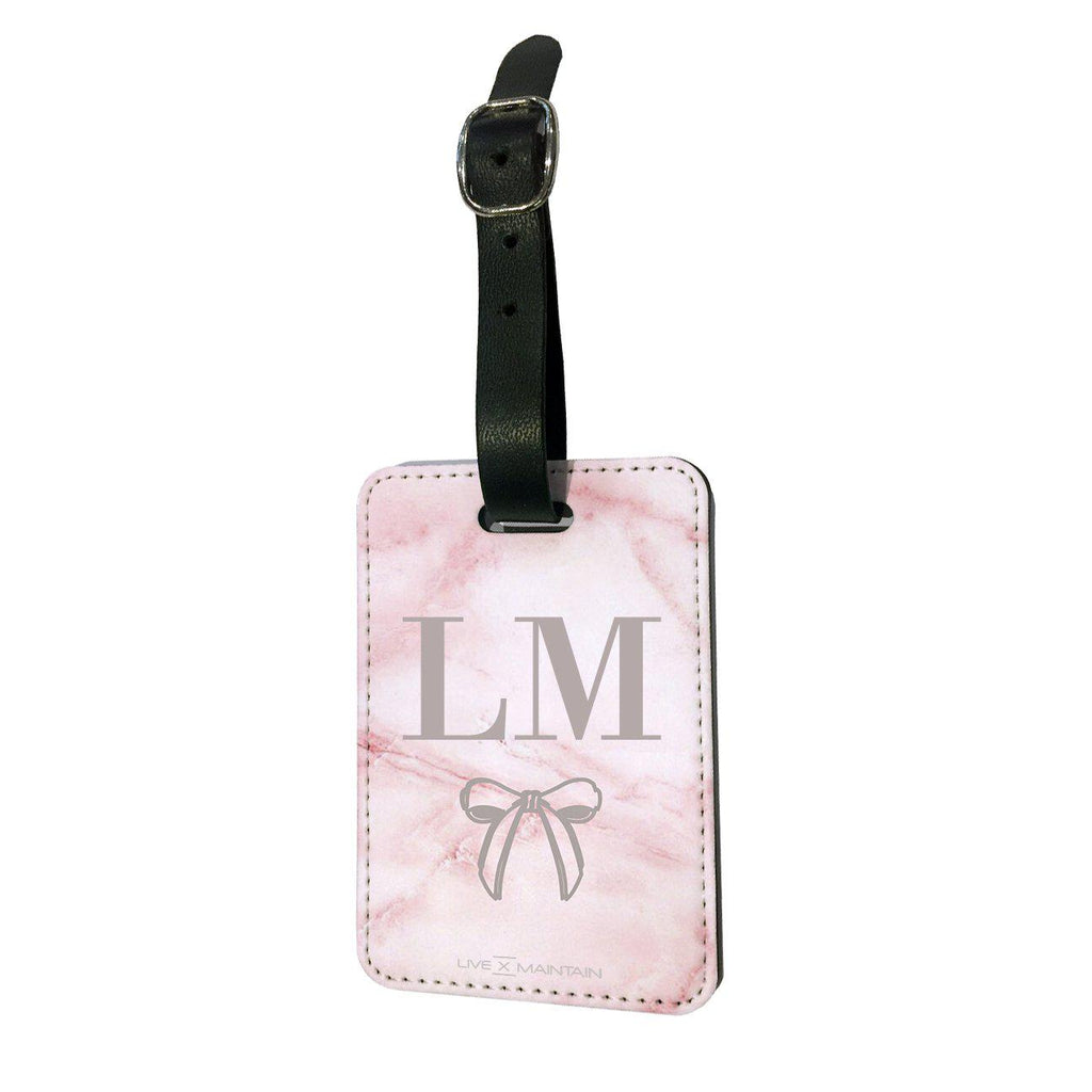Personalised Pink Bow Initials Luggage Tag