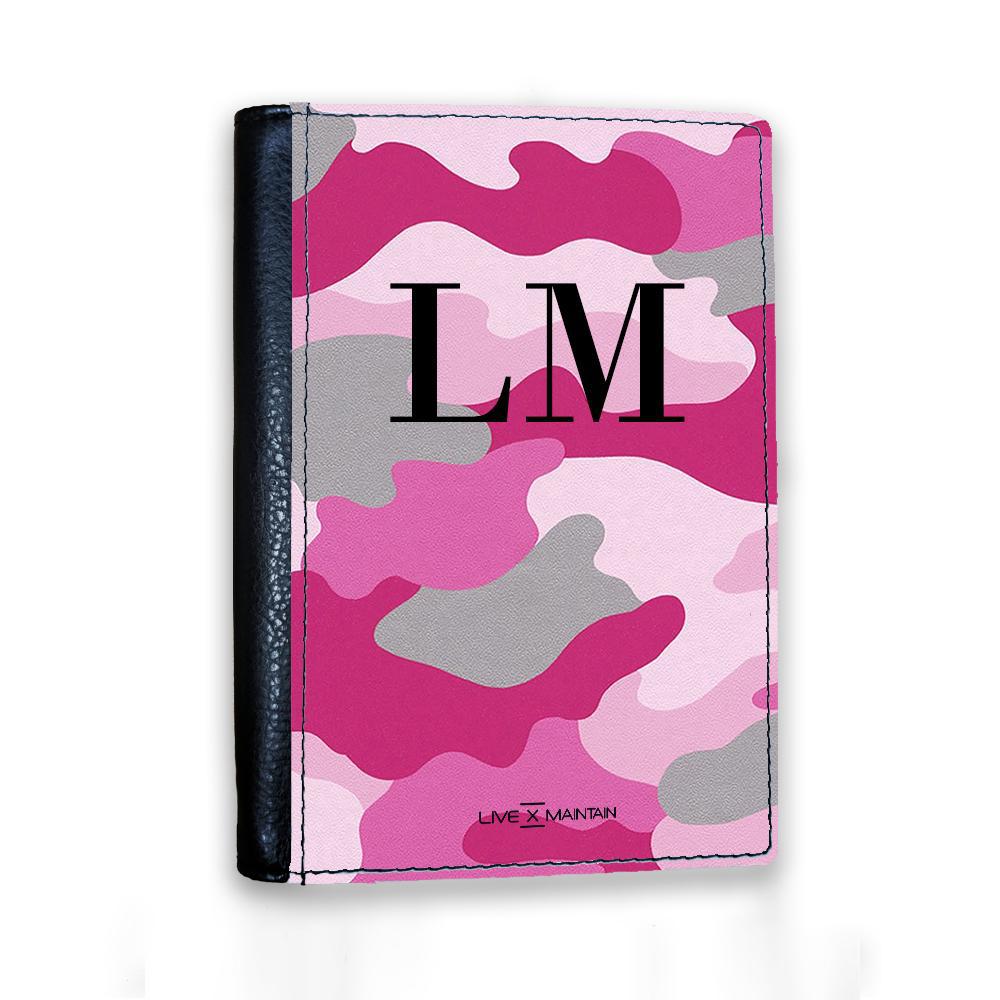 Personalised Pink Camouflage Initials Passport Cover