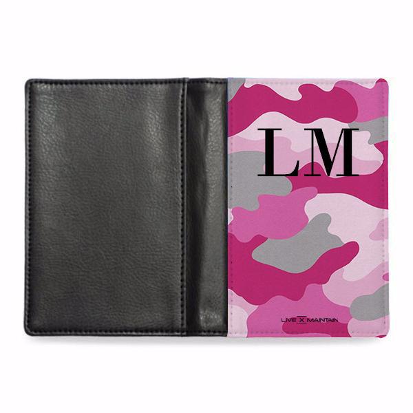 Personalised Pink Camouflage Initials Passport Cover