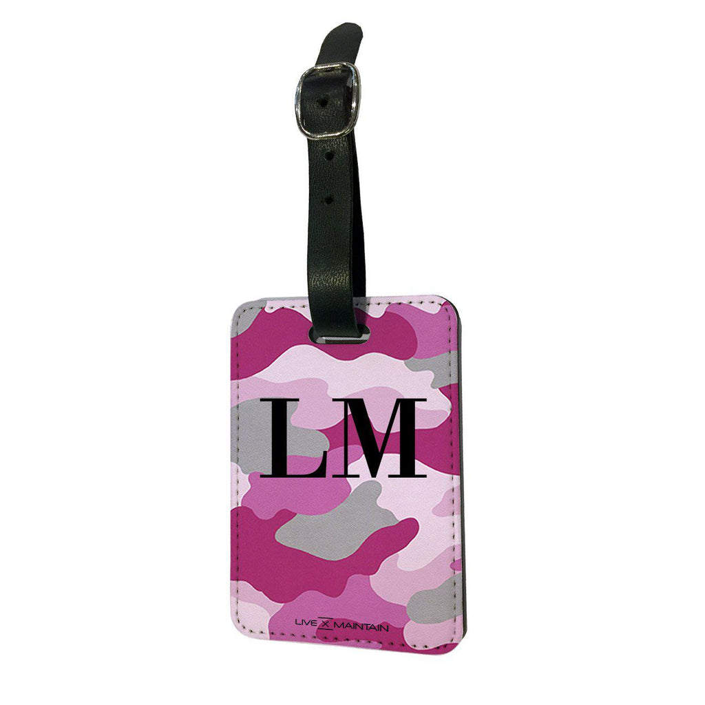 Personalised Pink Camouflage Initials Luggage Tag