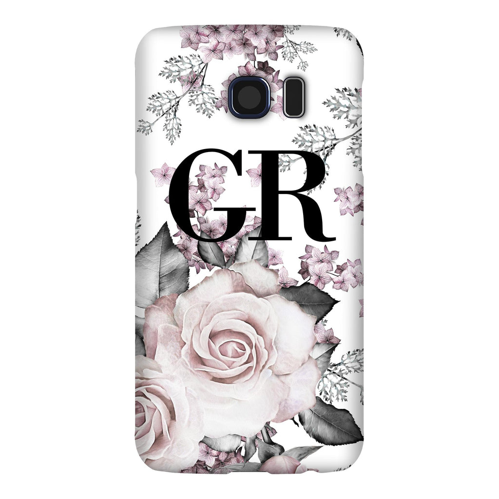 Personalised Pink Floral Rose Initials Samsung Galaxy S6 Edge Case