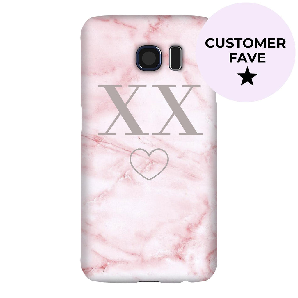 Personalised Cotton Candy Heart Marble Initials Samsung Galaxy S6 Case