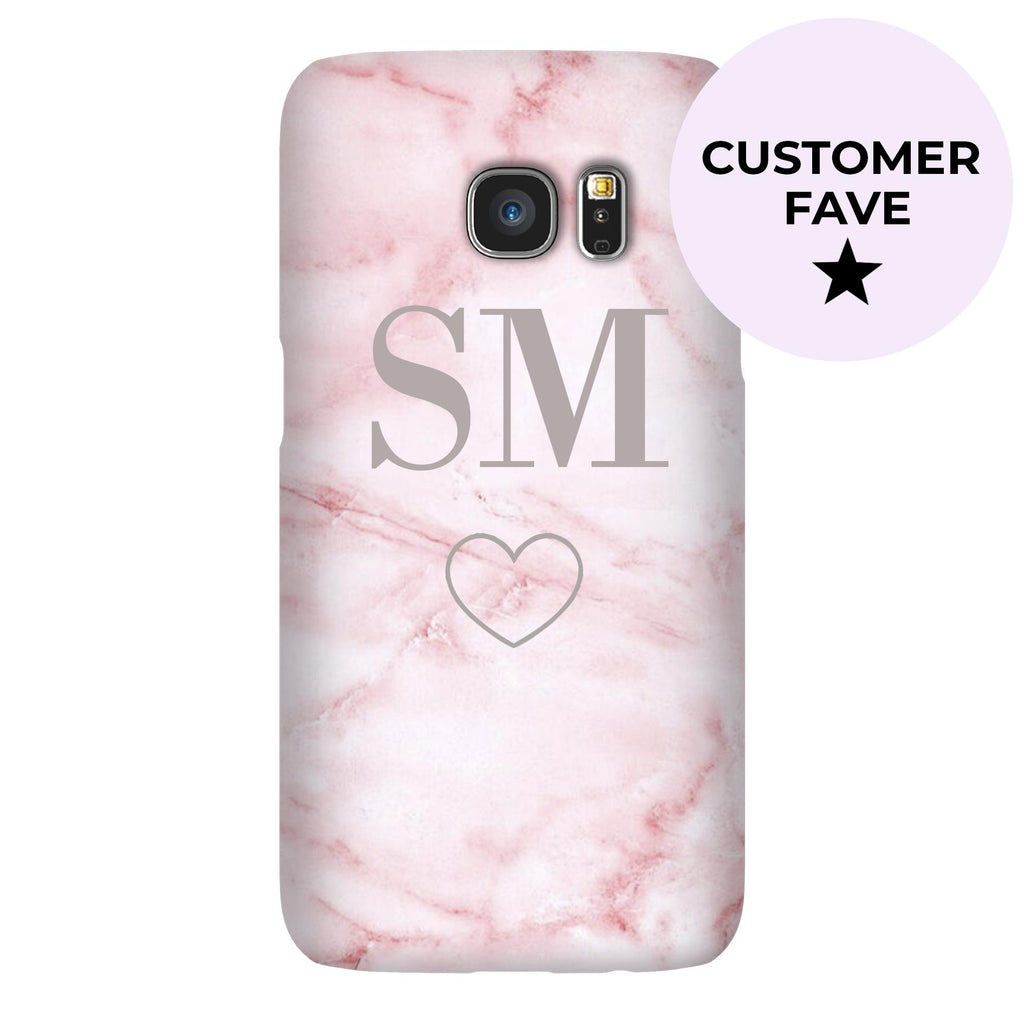 Personalised Cotton Candy Heart Marble Initials Samsung Galaxy S7 Edge Case