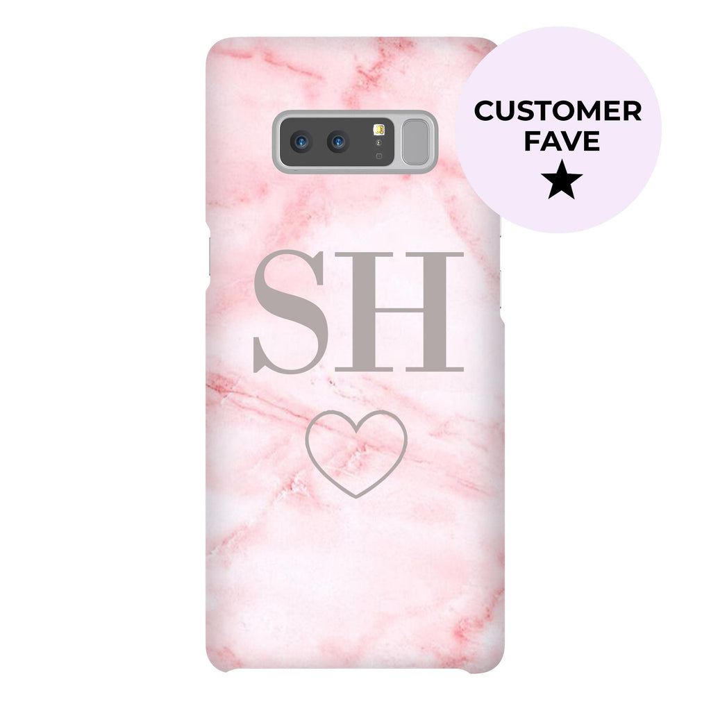 Personalised Cotton Candy Heart Marble Initials Samsung Galaxy Note 8 Case