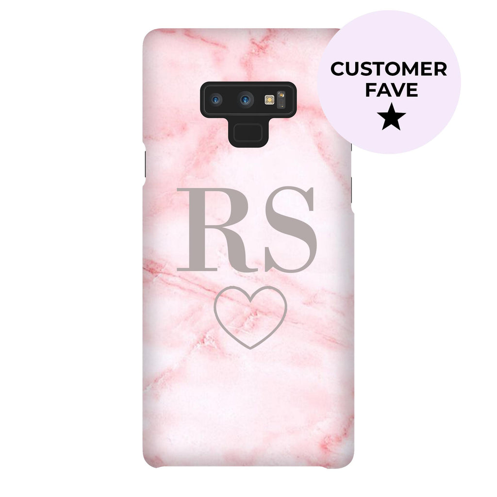 Personalised Cotton Candy Heart Marble Initials Samsung Galaxy Note 9 Case