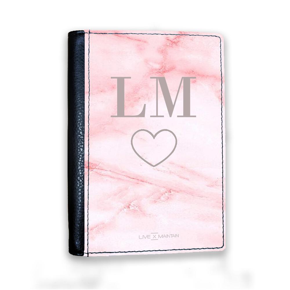 Personalised Pink Heart Initials Passport Cover