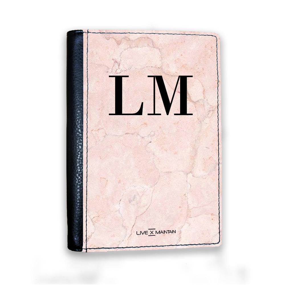 Personalised Pink Marble Initials Passport Cover