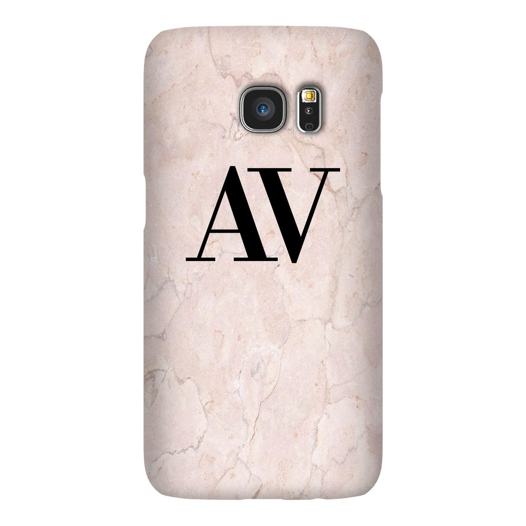 Personalised Pink Marble Initials Samsung Galaxy S7 Edge Case