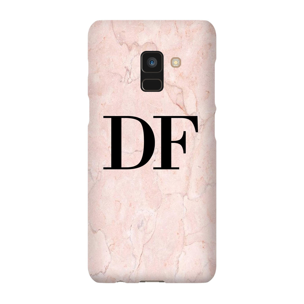 Personalised Pink Marble Initials Samsung Galaxy A8 Case