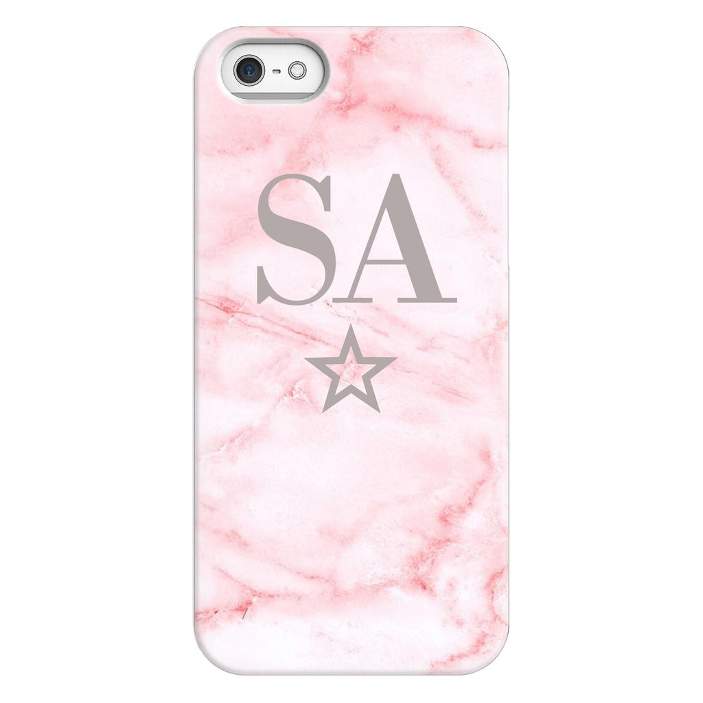 Personalised Cotton Candy Star Marble Initials iPhone 5/5s/SE (2016) Case