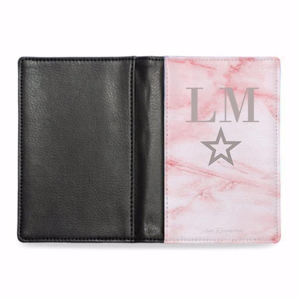 Personalised Pink Star Initials Passport Cover