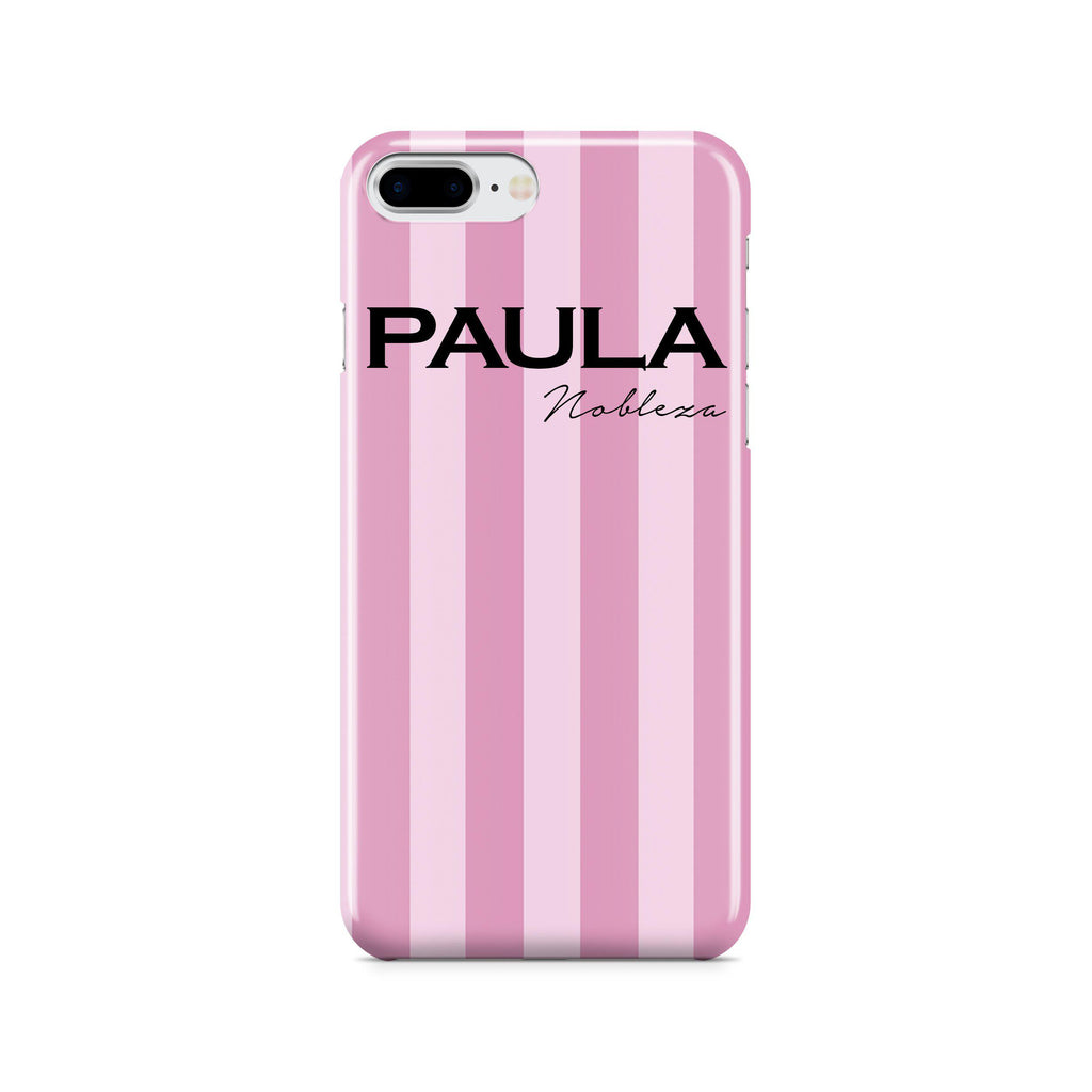 Personalised Pink Stripe iPhone 8 Plus Case