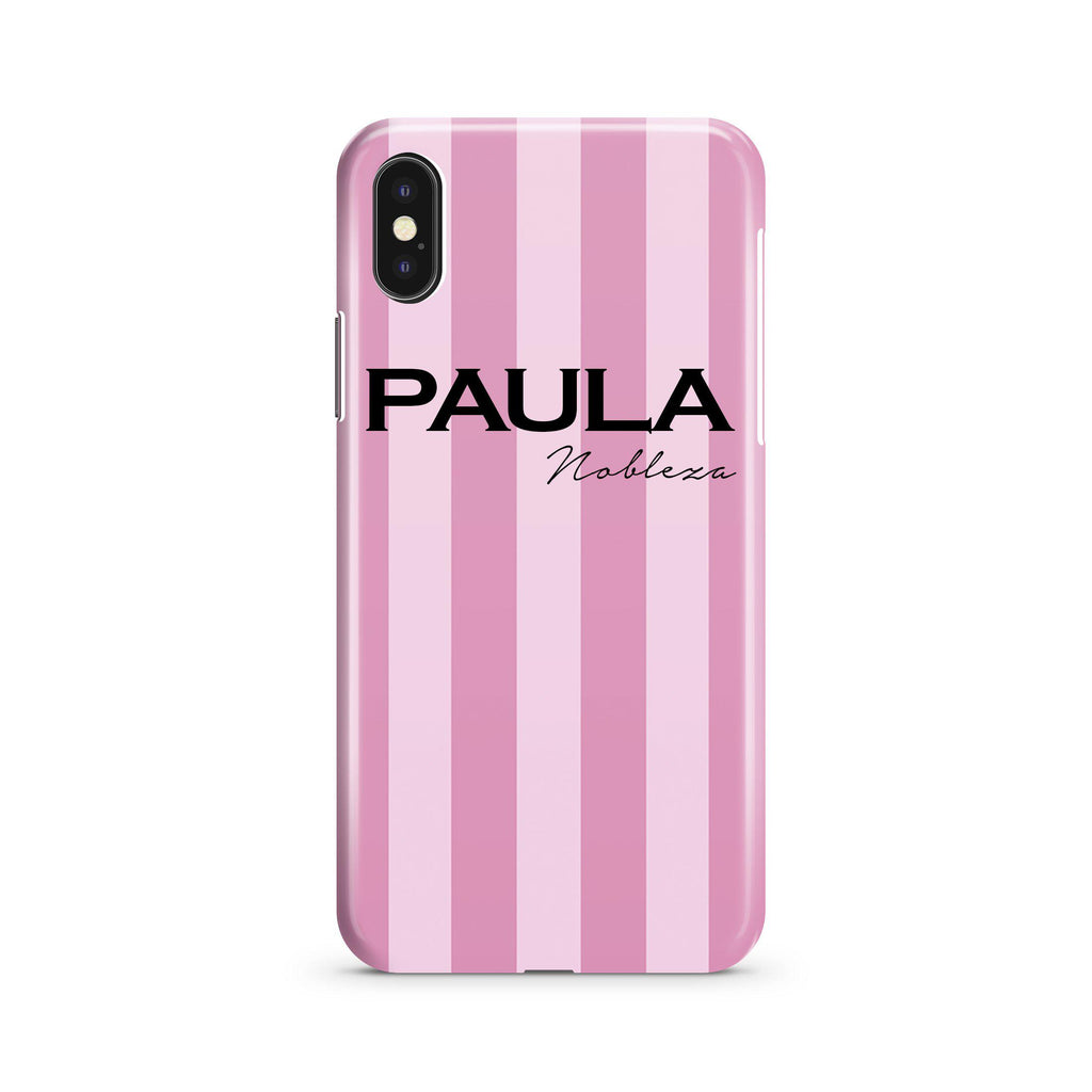 Personalised Pink Stripe iPhone XS Case