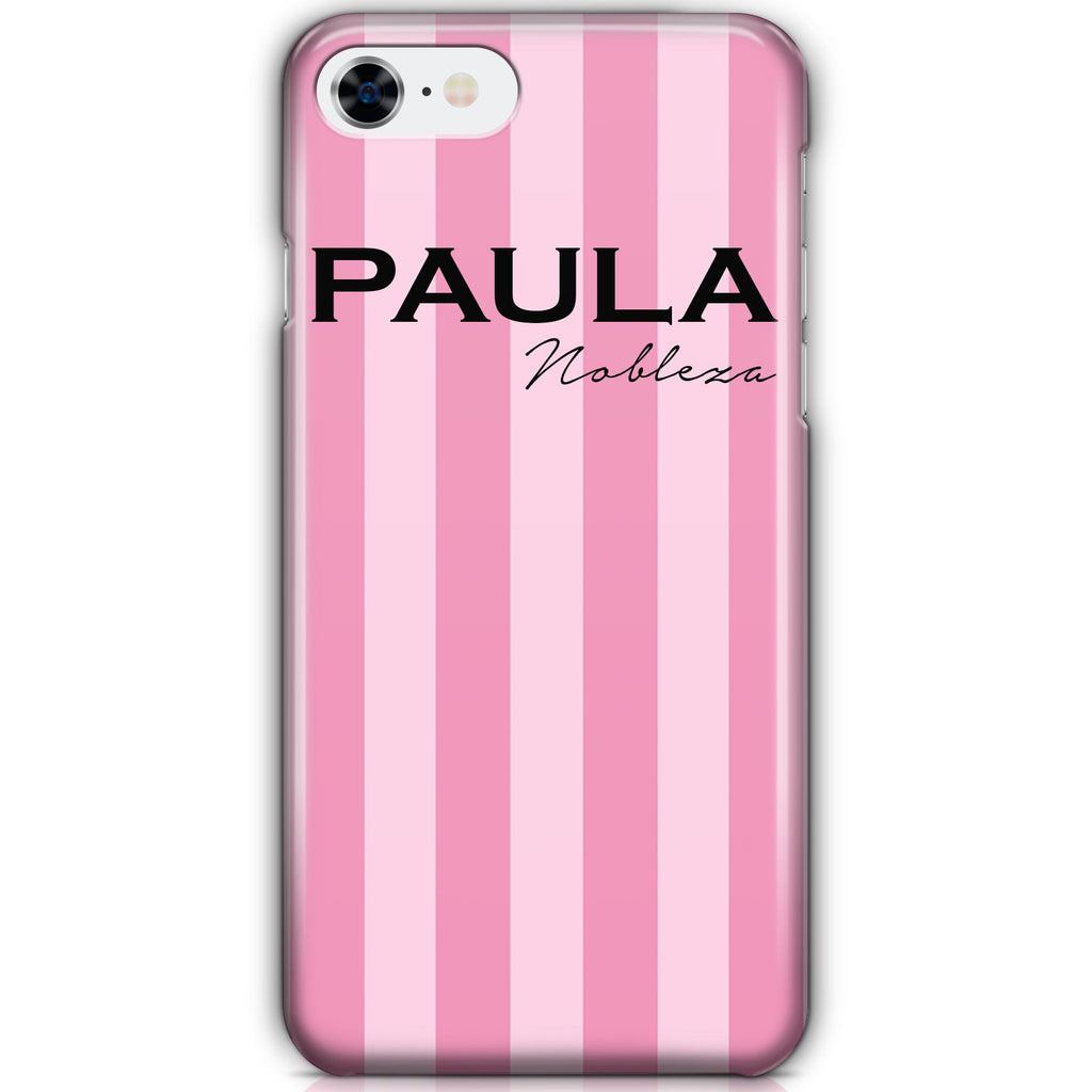 Personalised Pink Stripe iPhone 8 Case