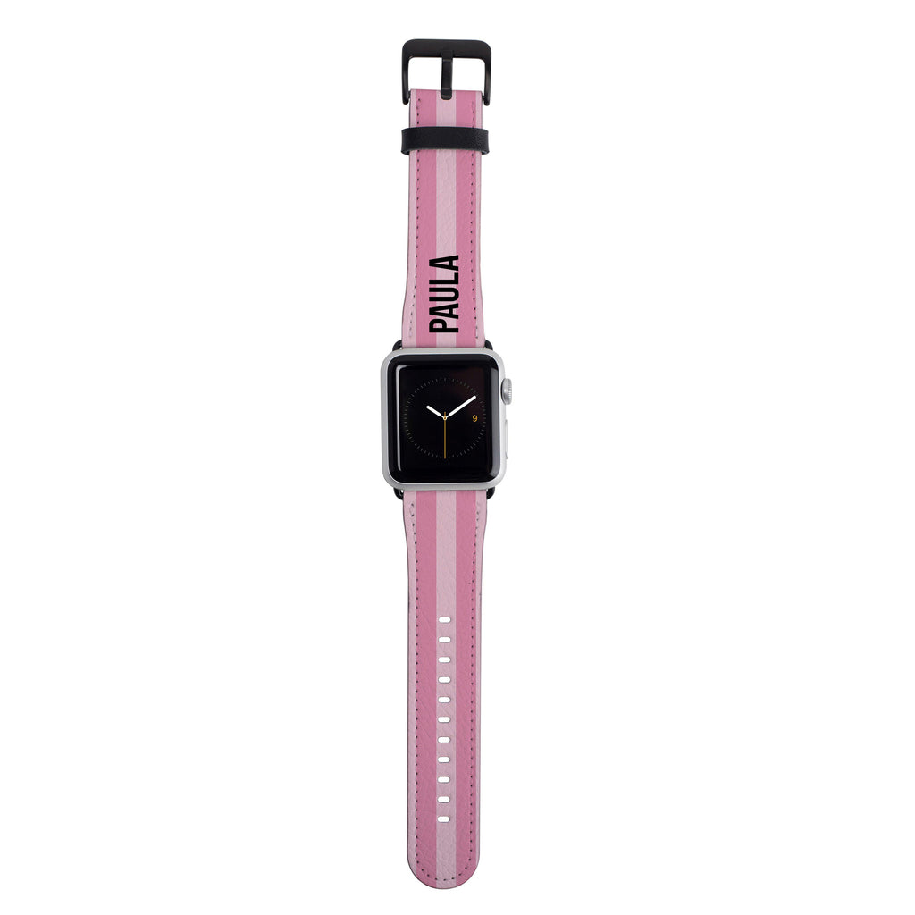 Personalised Pink Stripe Apple Watch Strap