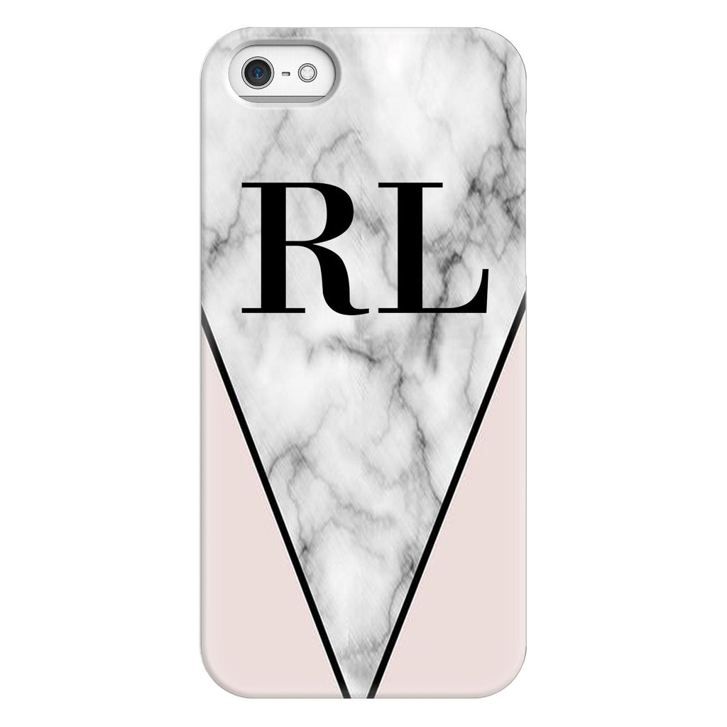 Personalised Pink x Grey Marble Contrast Initials iPhone 5/5s/SE (2016) Case
