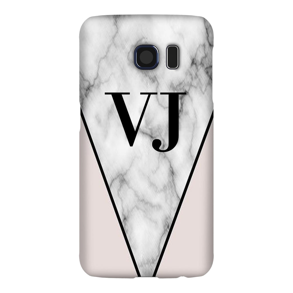 Personalised Pink x Grey Marble Contrast Initials Samsung Galaxy S6 Edge Case