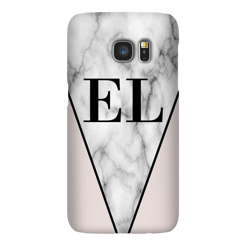 Personalised Pink x Grey Marble Contrast Initials Samsung Galaxy S7 Case