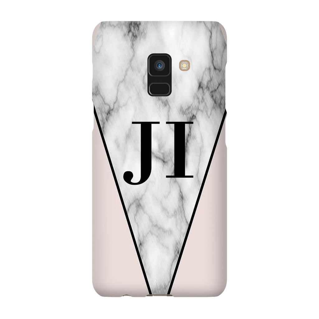 Personalised Pink x Grey Marble Contrast Initials Samsung Galaxy A8 Case