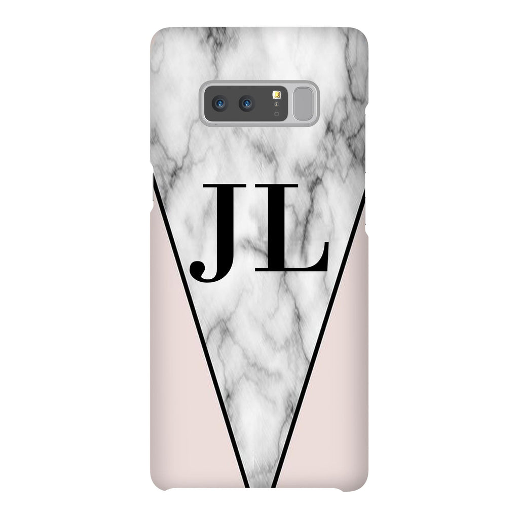 Personalised Pink x Grey Marble Contrast Initials Samsung Galaxy Note 8 Case