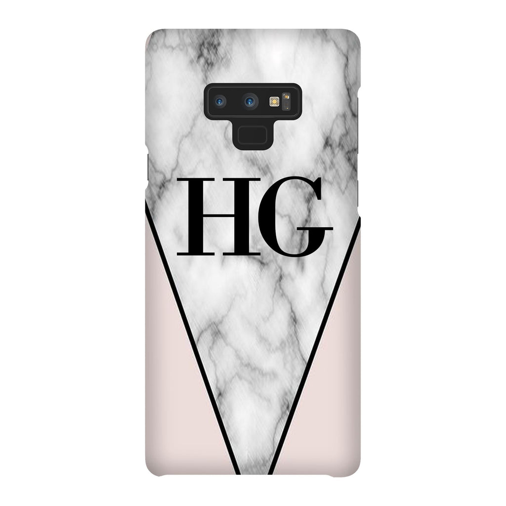 Personalised Pink x Grey Marble Contrast Initials Samsung Galaxy Note 9 Case