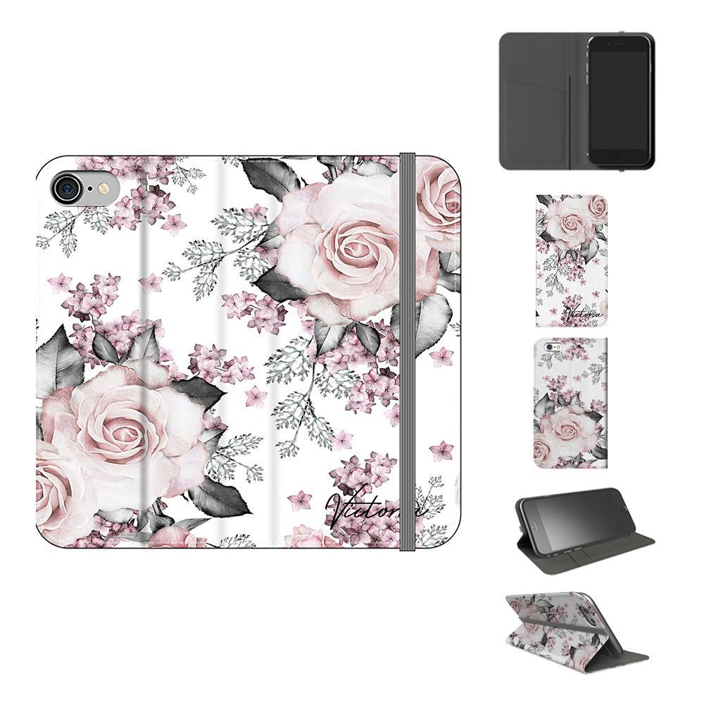 Personalised Pink Floral Rose Initials iPhone SE Case
