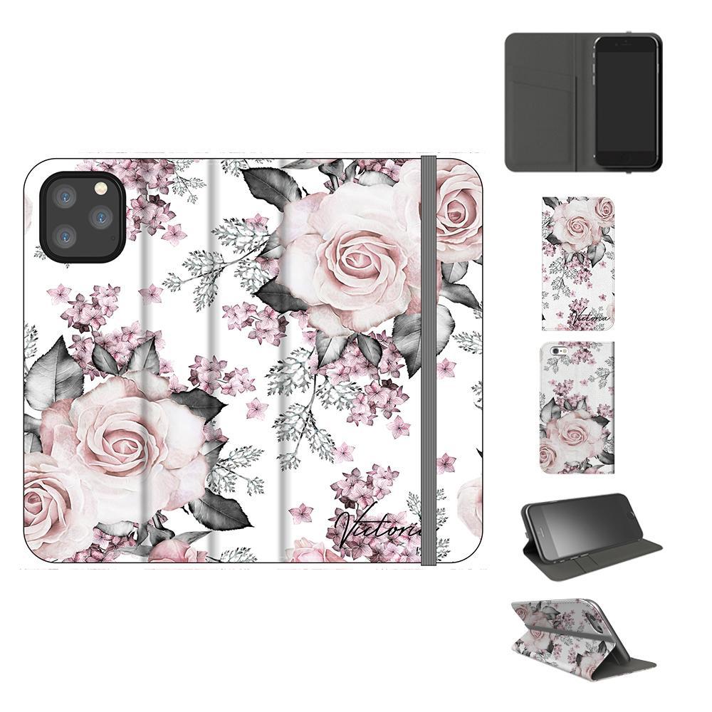 Personalised Pink Floral Rose Initials iPhone 11 Pro Case