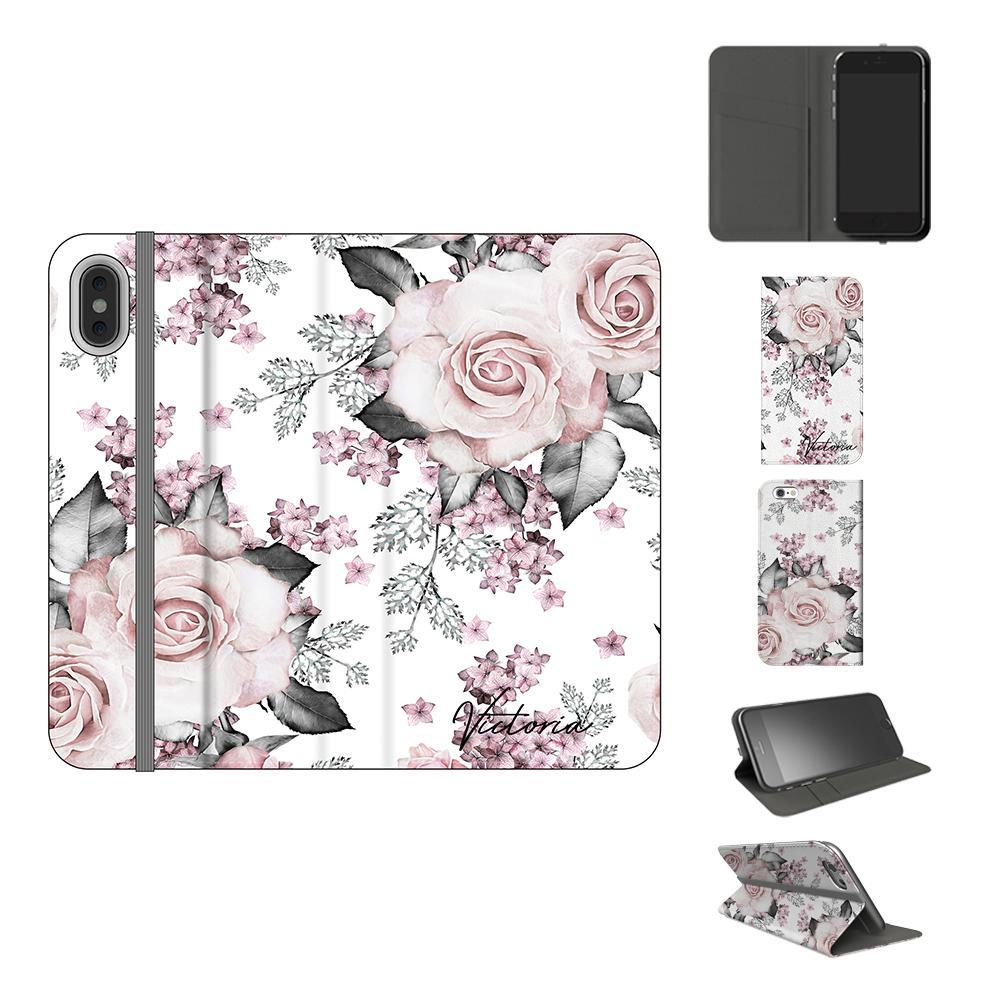 Personalised Pink Floral Rose Initials iPhone XS Case