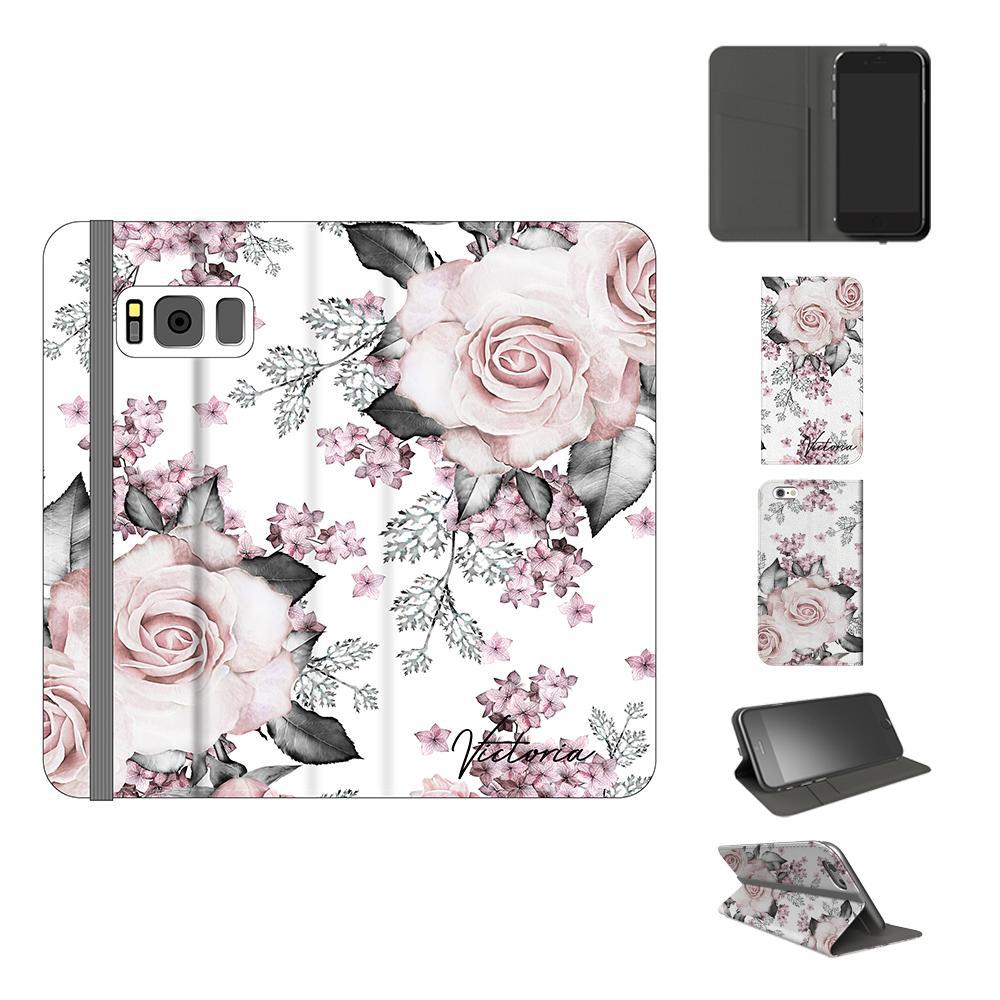 Personalised Pink Floral Rose Initials Samsung Galaxy S8 Plus Case