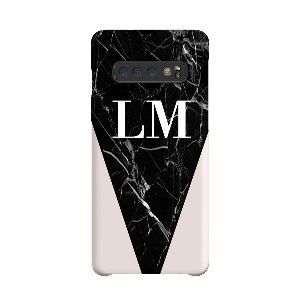 Personalised Pink x Black Marble Contrast Samsung Galaxy S10 Case