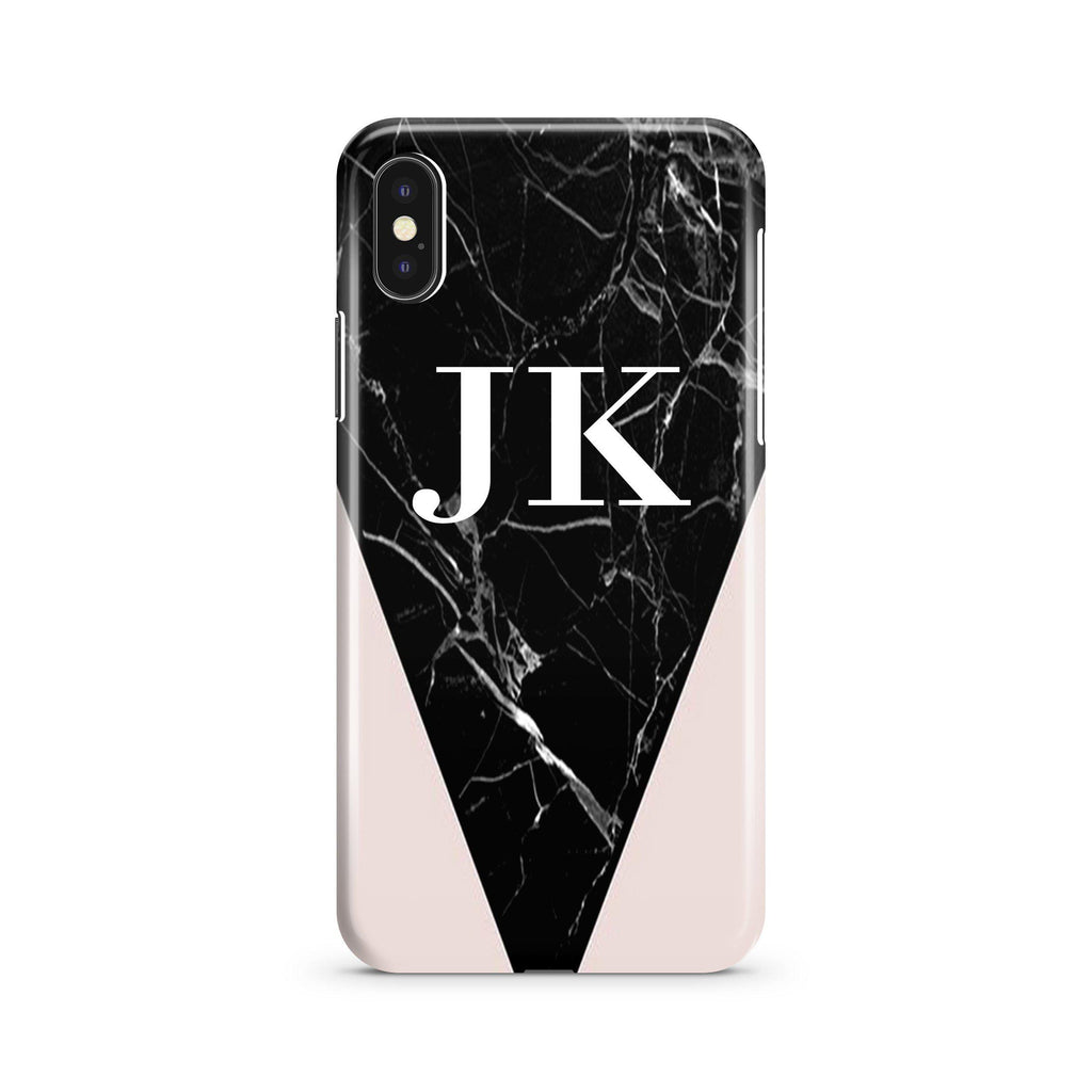 Personalised Pink x Black Marble Contrast iPhone XS Max Case