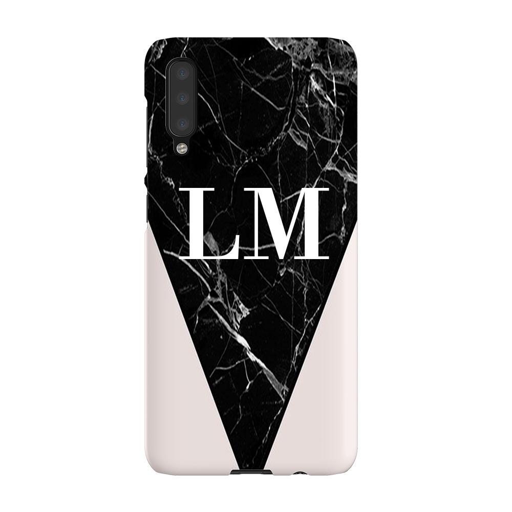 Personalised Pink x Black Marble Contrast Samsung Galaxy A50 Case
