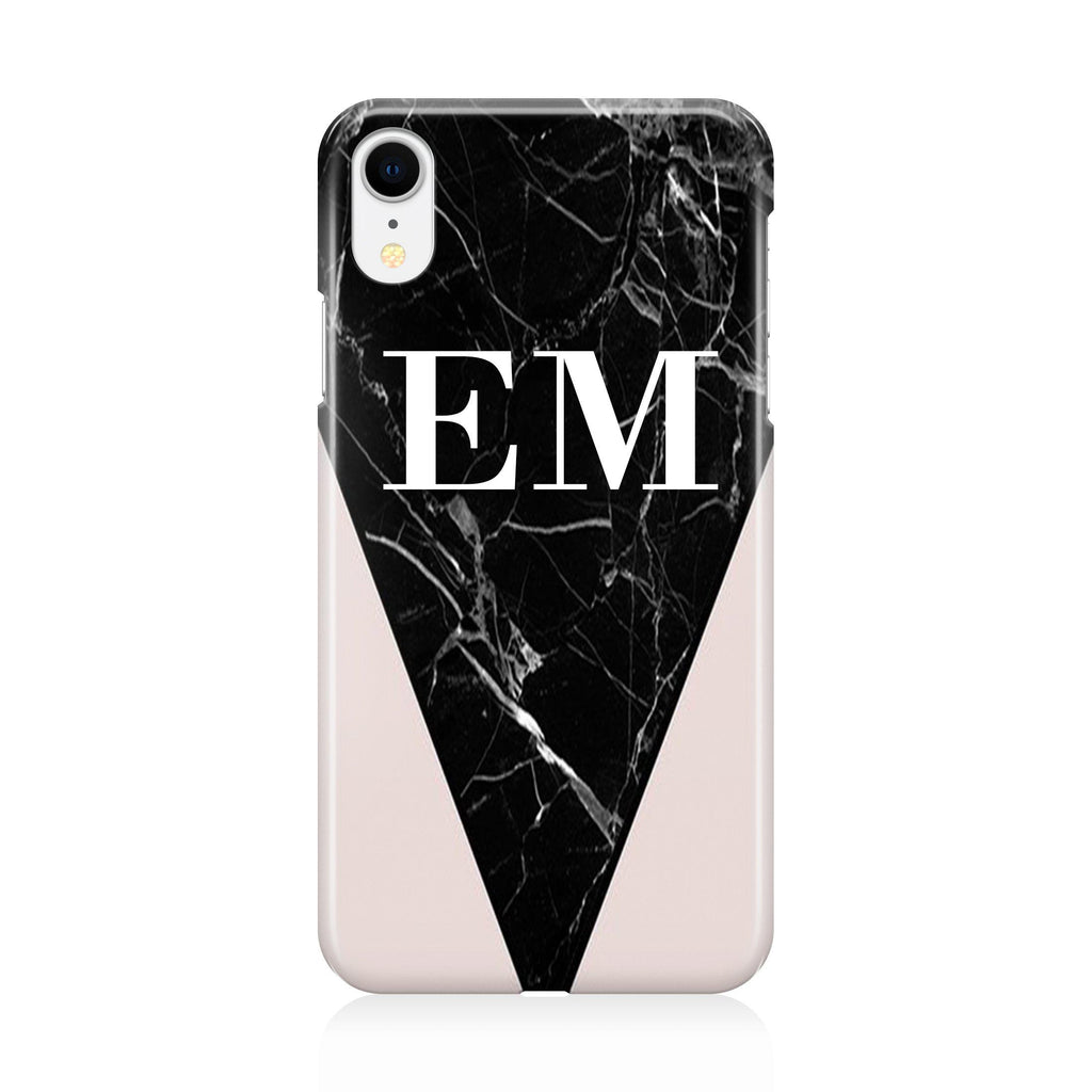 Personalised Pink x Black Marble Contrast iPhone XR Case