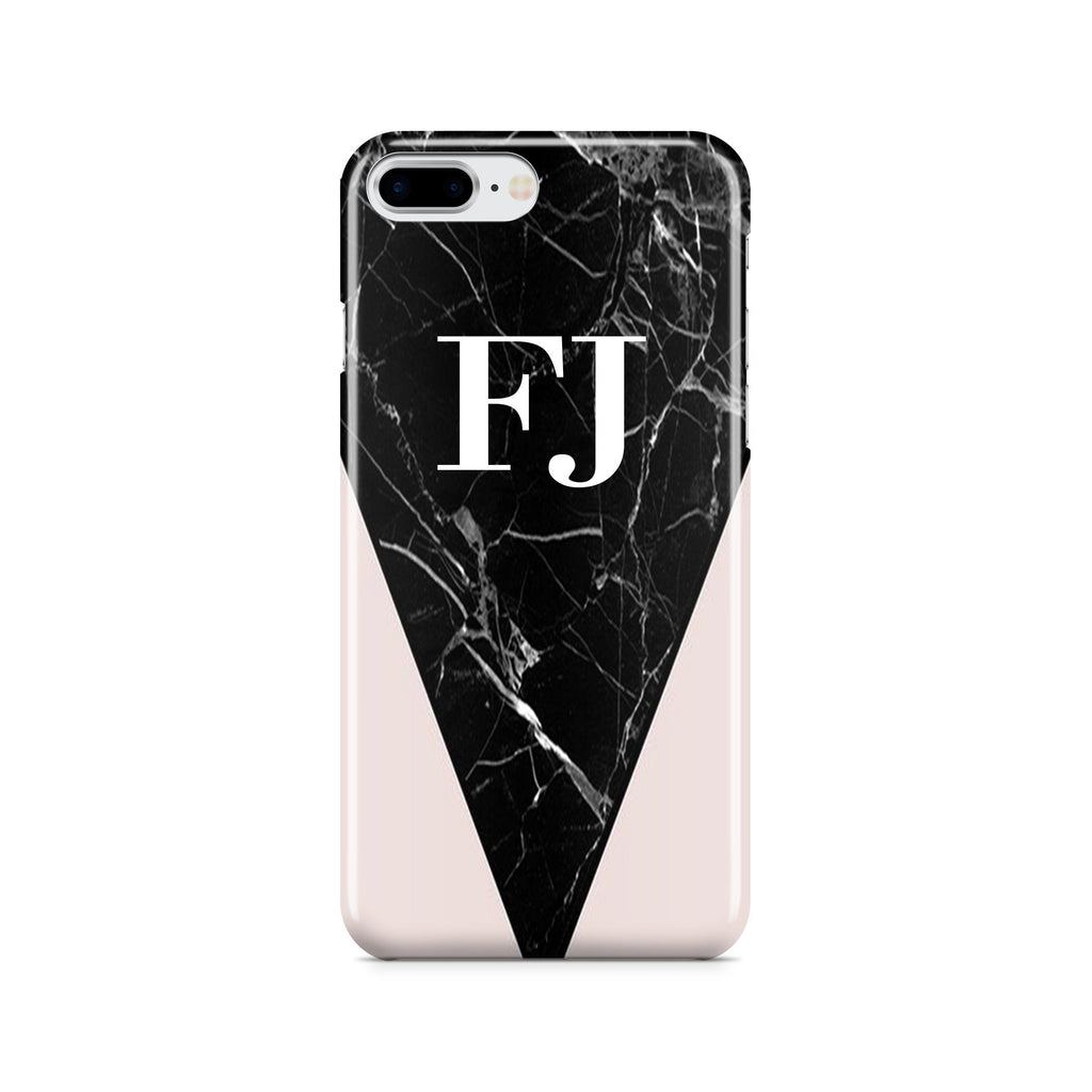 Personalised Pink x Black Marble Contrast iPhone 7 Plus Case