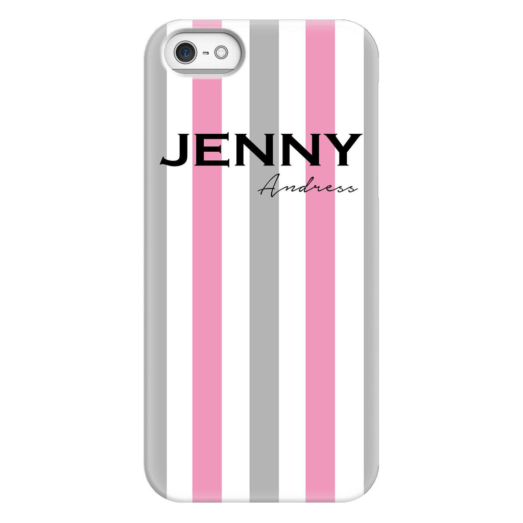 Personalised Pink x Grey Stripe iPhone 5/5s/SE (2016) Case
