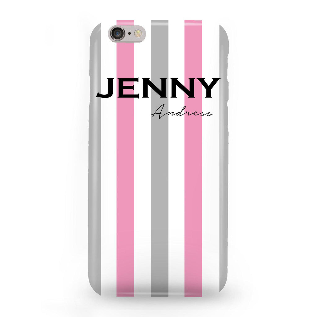 Personalised Pink x Grey Stripe iPhone 6/6s Case