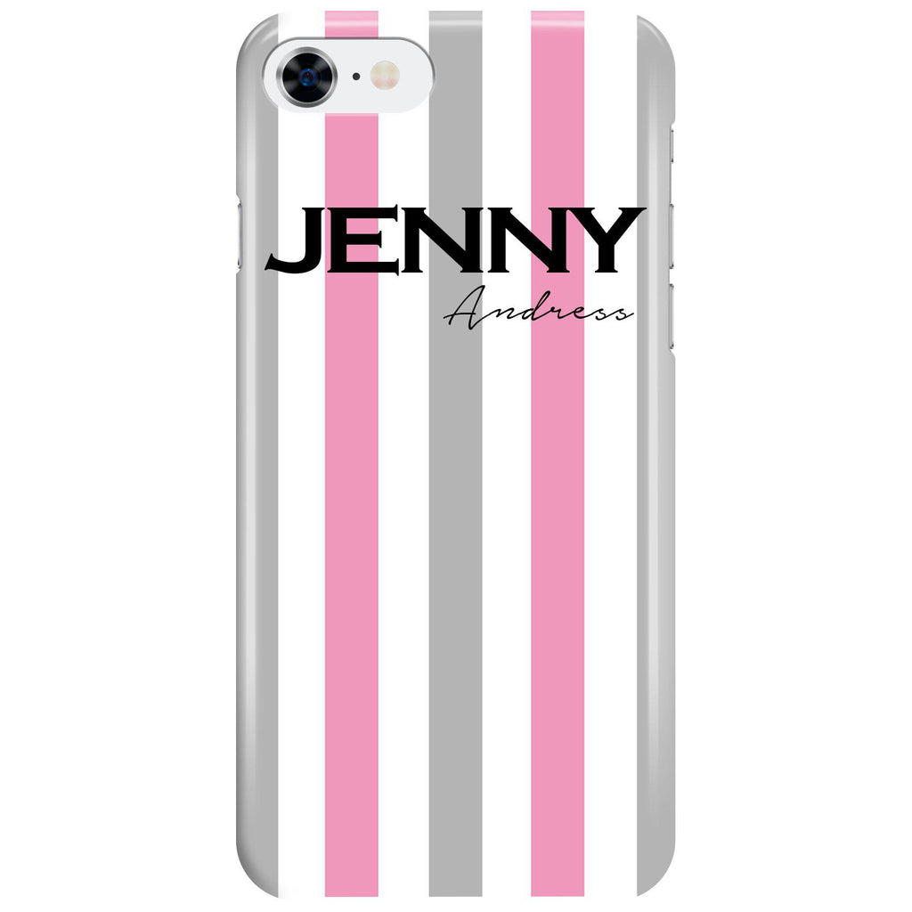 Personalised Pink x Grey Stripe iPhone 7 Case