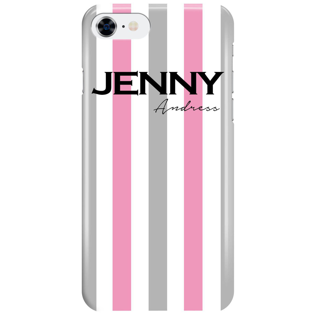 Personalised Pink x Grey Stripe iPhone SE Case