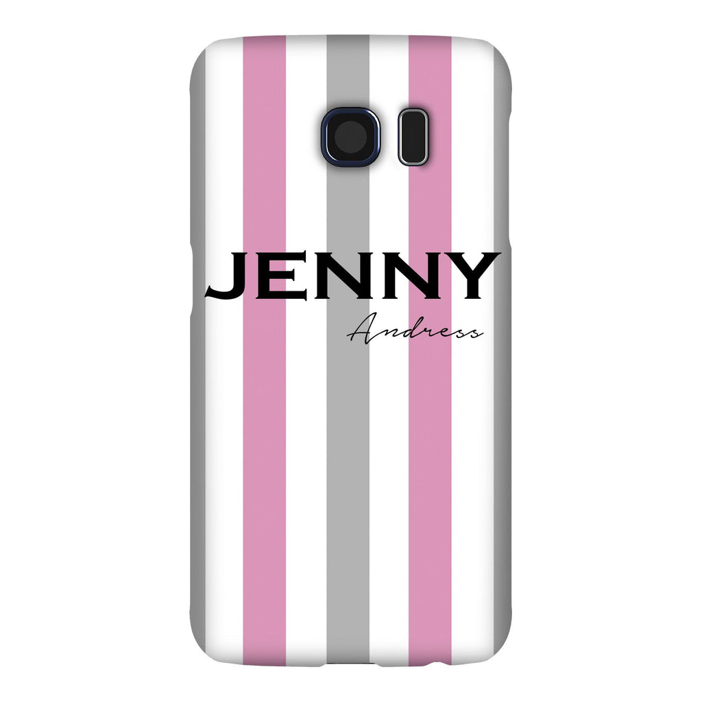 Personalised Pink x Grey Stripe Samsung Galaxy S6 Case