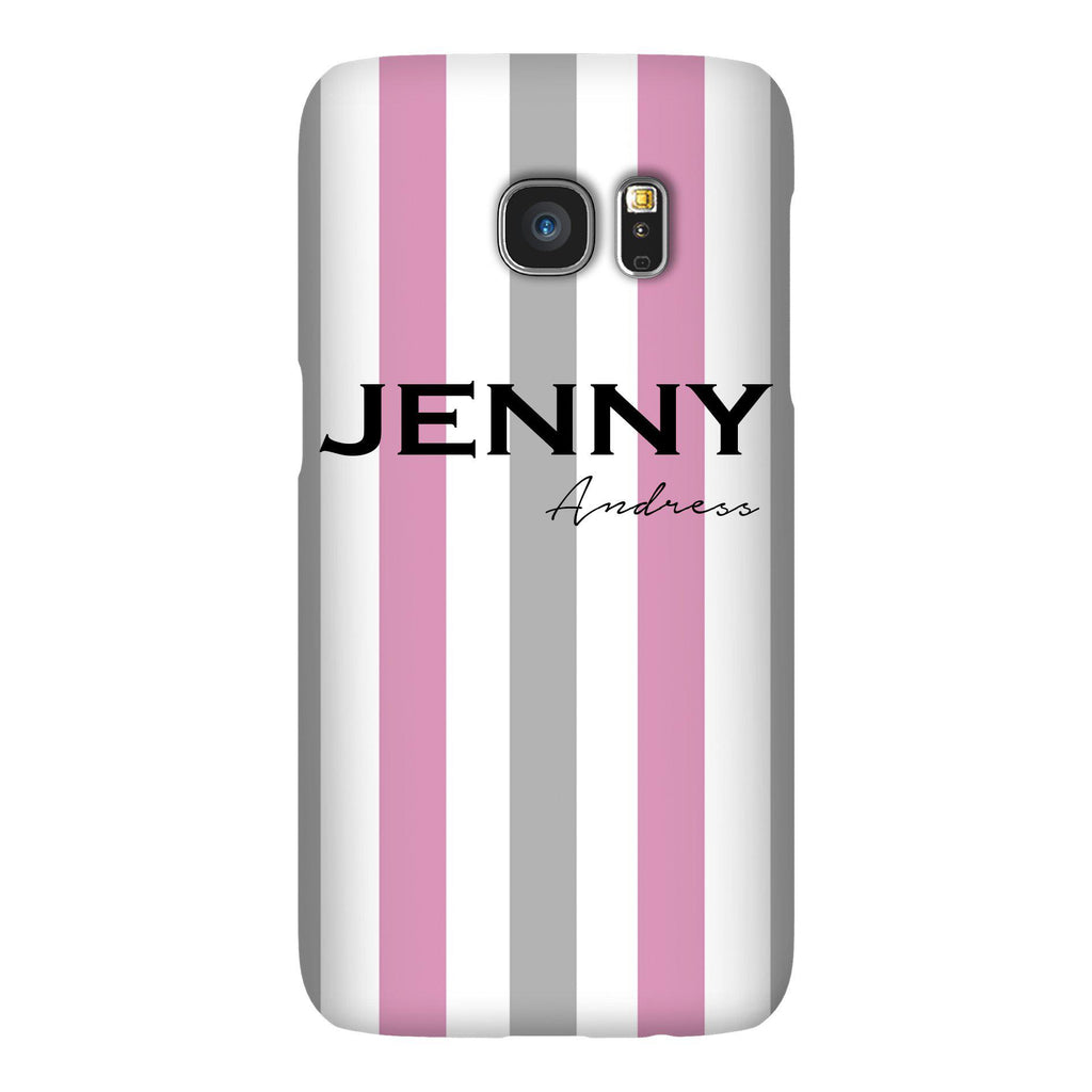 Personalised Pink x Grey Stripe Samsung Galaxy S7 Case