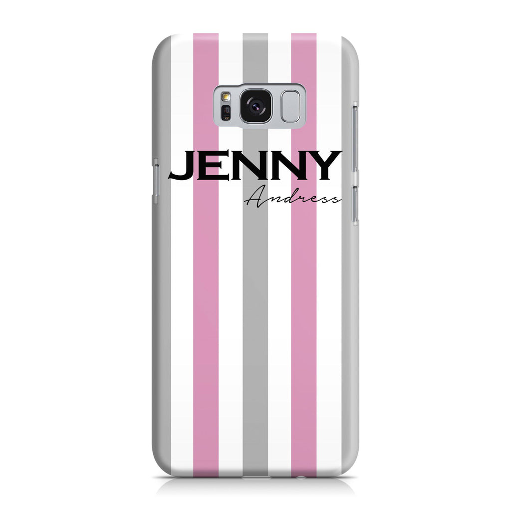 Personalised Pink x Grey Stripe Samsung Galaxy S8 Case