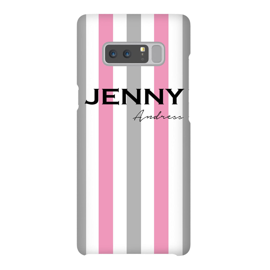 Personalised Pink x Grey Stripe Samsung Galaxy Note 8 Case