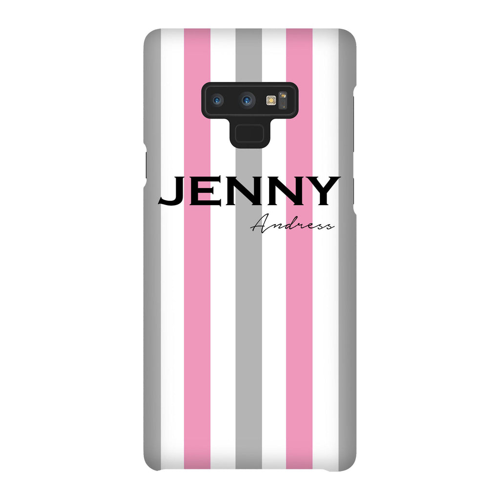 Personalised Pink x Grey Stripe Samsung Galaxy Note 9 Case