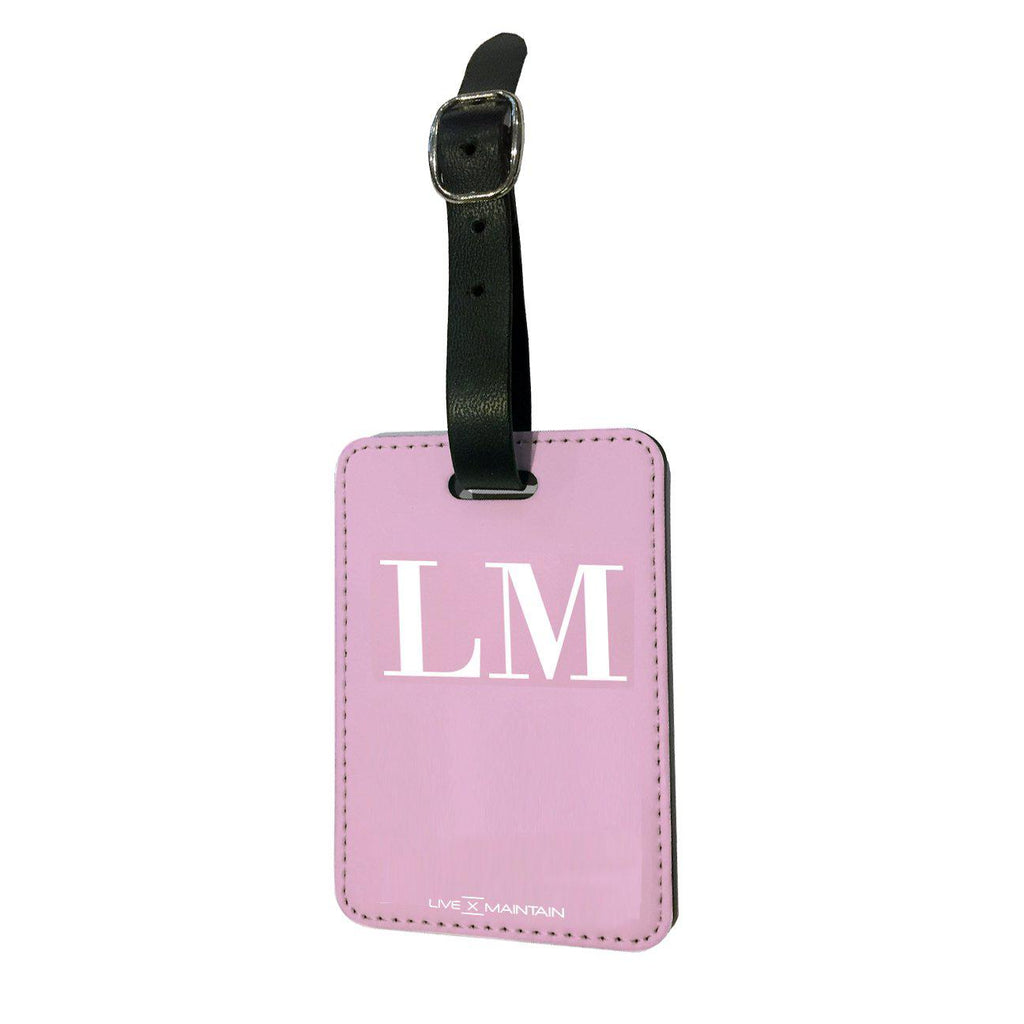 Personalised Pink x White Initials Luggage Tag