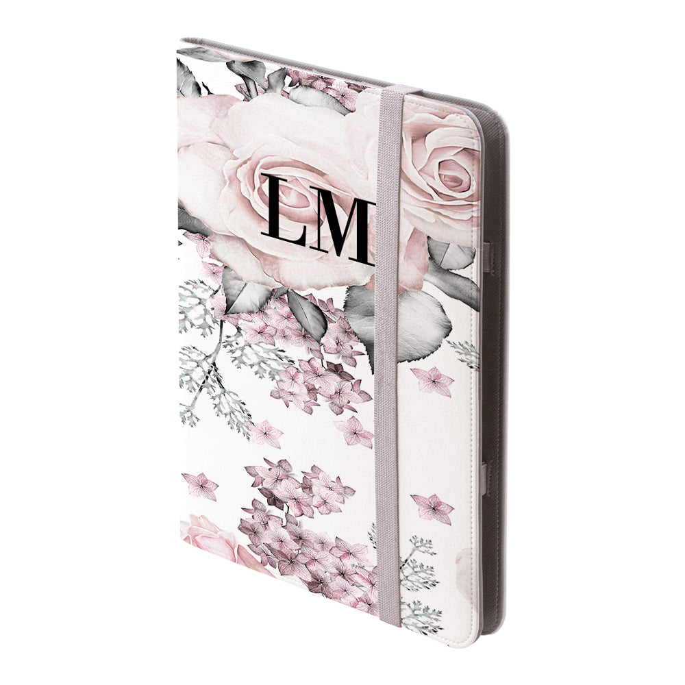 Personalised Pink Floral Rose Initials iPad Pro Case