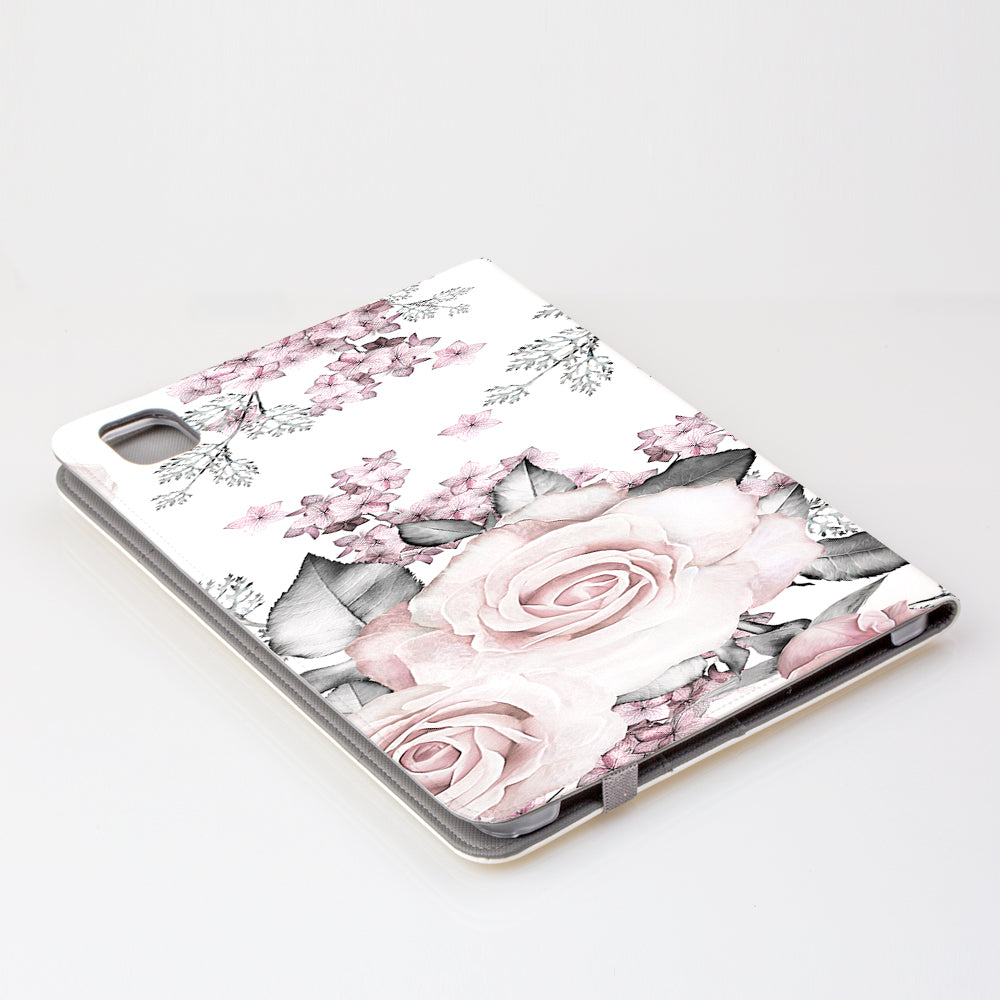 Personalised Pink Floral Rose Initials iPad Pro Case