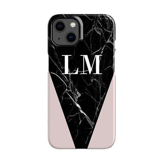 Personalised Pink x Black Marble Contrast iPhone 15 Plus Case